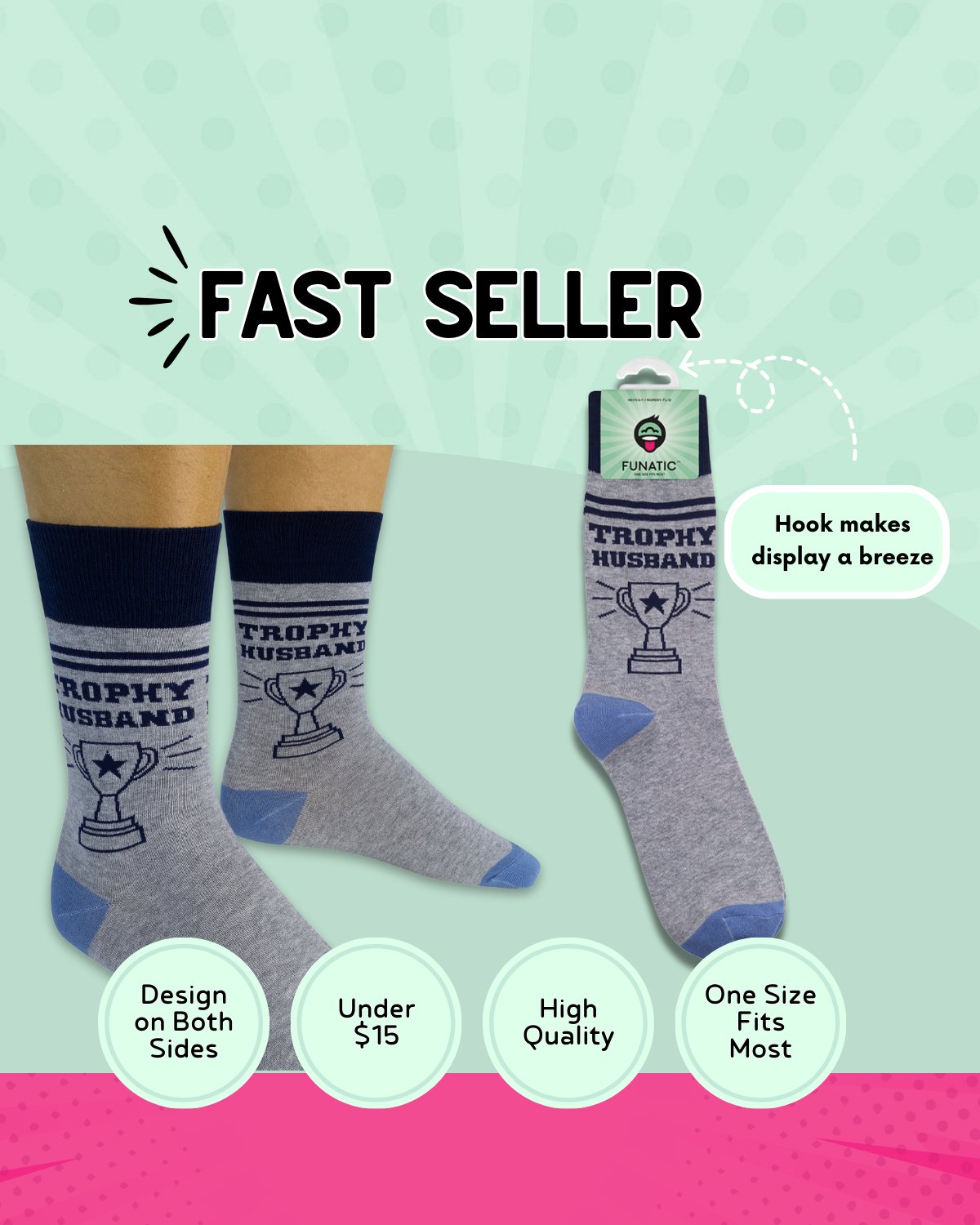Trophy Husband Socks | Funny Sock | Men's Socks | Groom Gift - HER Home Design Boutique